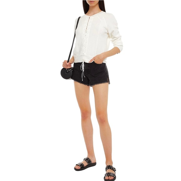 NEW BEN TAVERNITI UNRAVEL PROJECT WHITE TERRY LACE-UP SWEATSHIRT - Picture 9 of 9